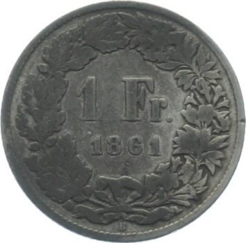 1 Franken 1861 B - sitzende Helvetia